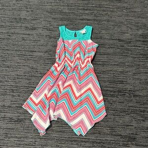 Youngland Turquoise Pink Chevron Girls Dress
